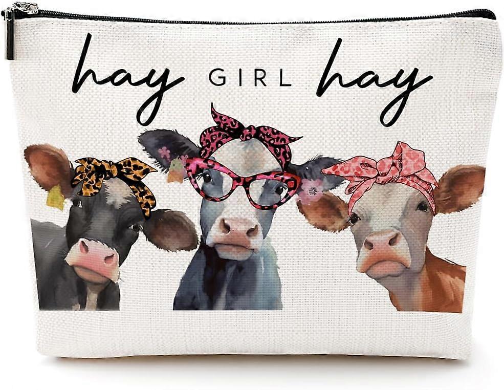 هدايا بقرة للنساء بقرة ماكياج حقيبة أبقار طباعة الاشياء الريف فتاة هدايا البقر الاشياء عيد ميلاد عيد الميلاد حقيبة مستحضرات التجميل للنساء فتيات المزرعة قش فتاة القش القش GIF
