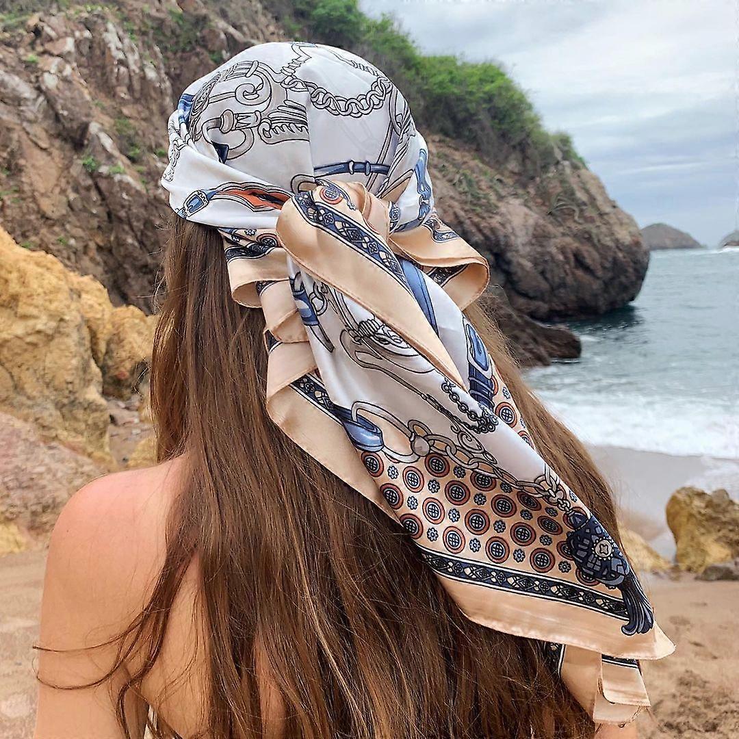 Fashion Scarves Silk Scarves Luxury Hair Scarf 90x90cm Square Silk Scarf  Luxury Brand Hair Tie Band