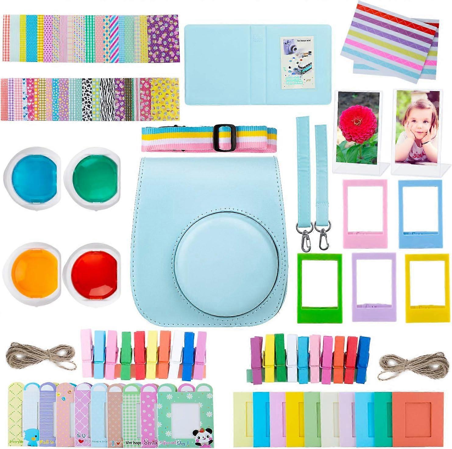 10 in 1 Accessories Compatible with Instax Mini 11, Including Camera Case, Album and Other Items for Collecting and Displaying Photos(Sky Blue)