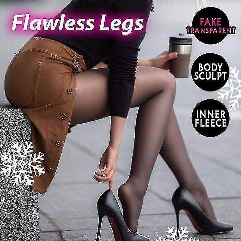 Jambes Faux collants chauds translucides Femmes doublées Collants épaissis