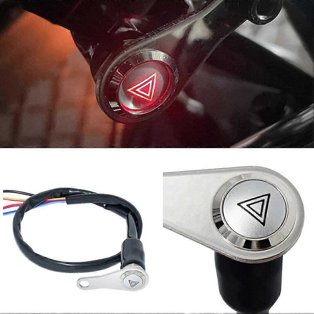 Motorcycle Switch Red LED Self-locking Switch Handlebar Mount Push Button 12V ON+OFF For 6.8mm Handlebar Diameter Motorcycle