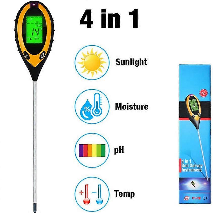 Soil pH Tester, 4 in 1 Soil Tester Moisture Meter Plant Soil Tester Kit with PH, Light And Moisture Acidity Tester for Flowers