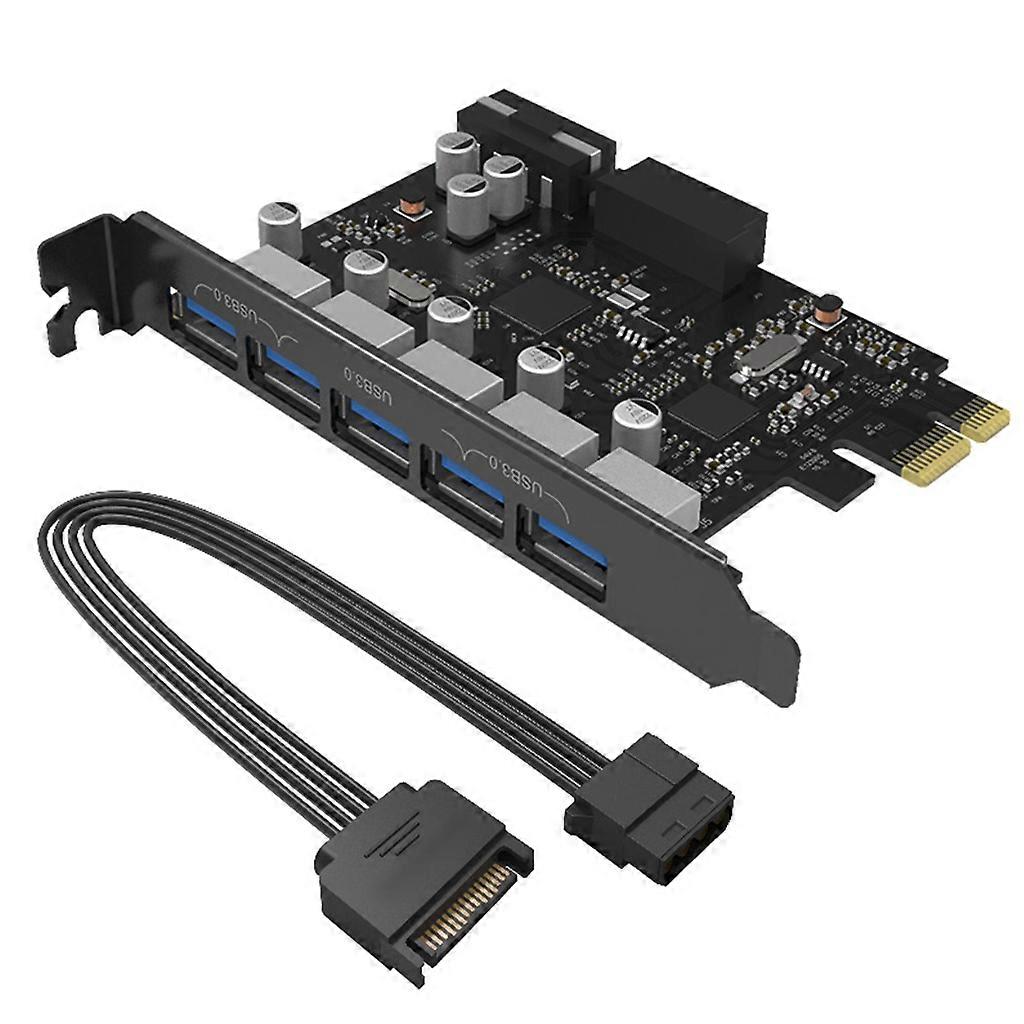 USB 3.0 Expansion Adapter Hub Controller Card PCI-E Extender Card 5-ports
