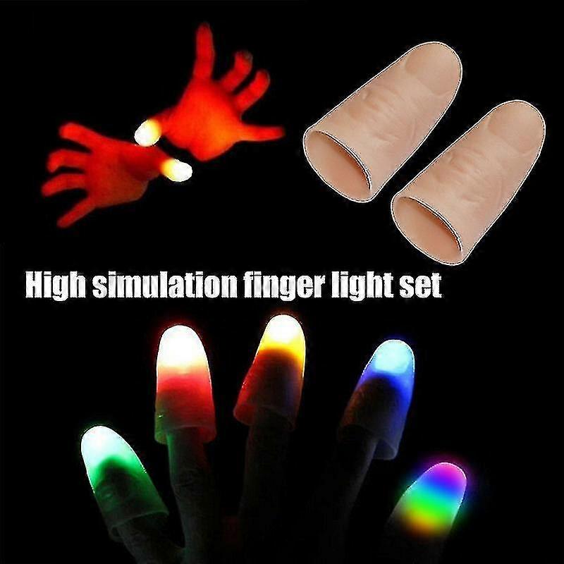 2pcs Party Light Up Glow Thumbs Light Led Flashing Fingers Light Magic Trick Props--yellow Light