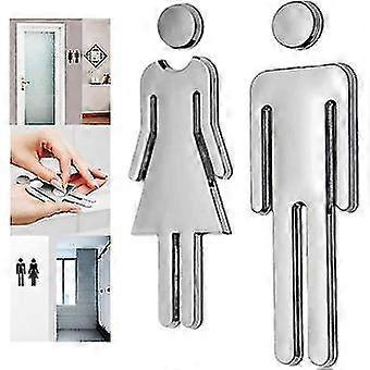 2ペア12x4cmトイレプレートトイレの看板男性と女性のトイレステッカー粘着性トイレの看板良い