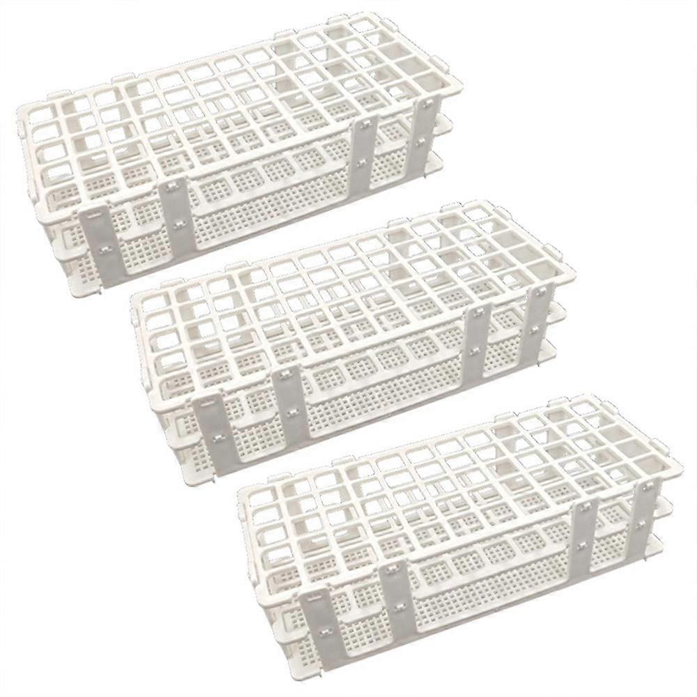 3 Pcs Plastic Test Tube Holders, 60 Holes, for 16 mm Test Tubes, White, Detachable Lab Test Tube Rack Holder (60 Holes)