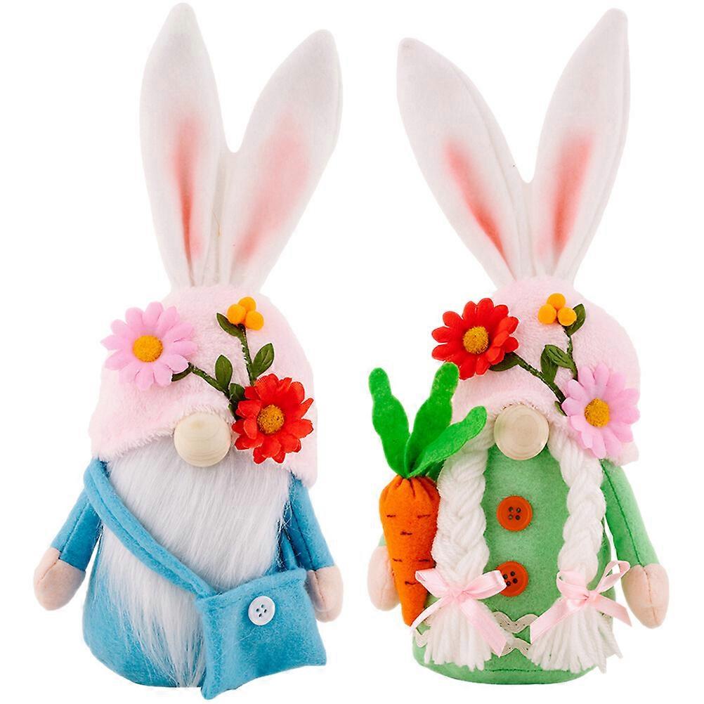 2Pcs Easter Bunny Gnomes Easter Dwarf Bunny Decors Adorable Bunny Gnomes Easter Rabbit Decors