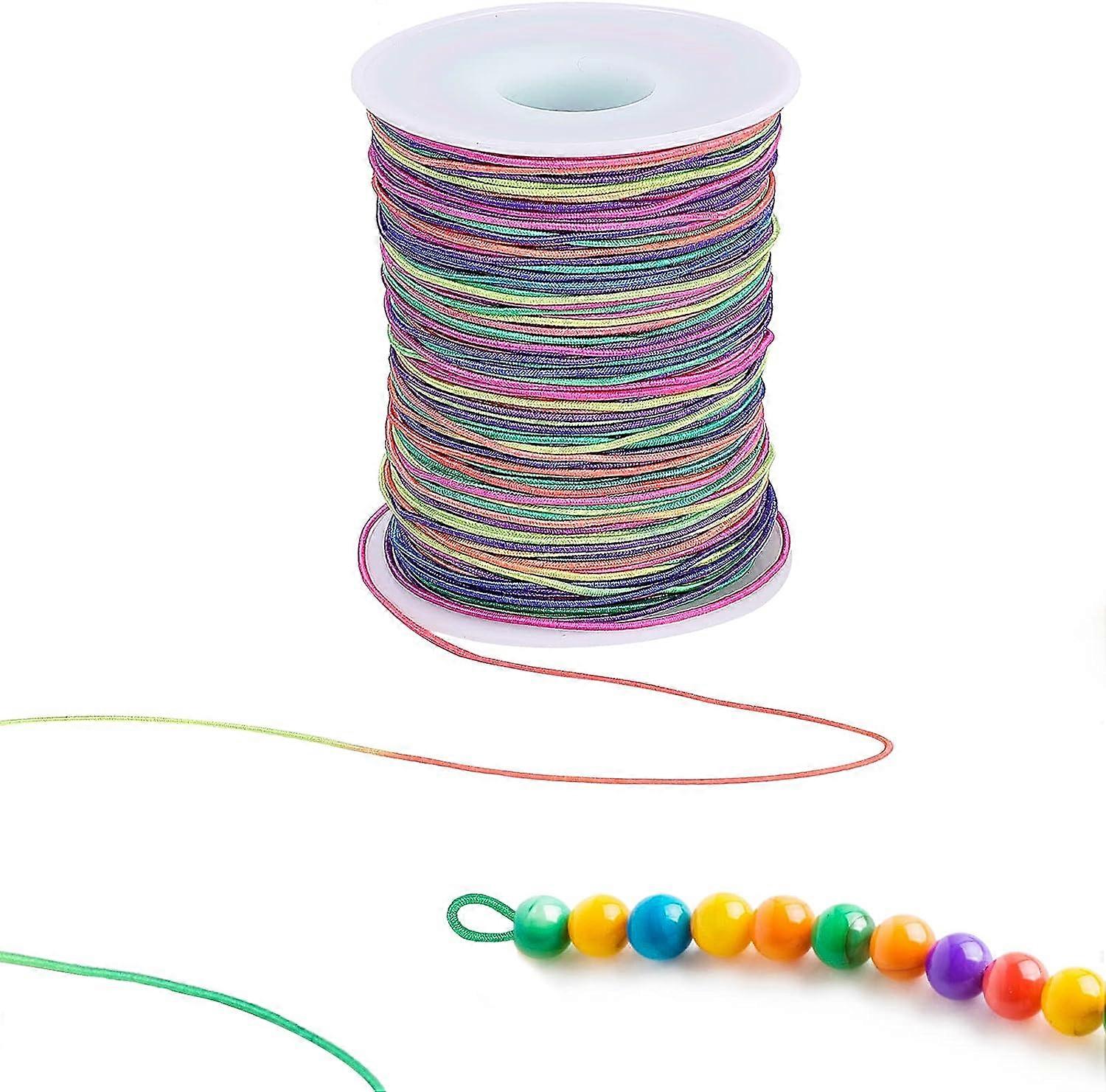 100m Elastic Cord 1mm Rainbow Color Elastic Cord Craft Cord Elastic Thread for Bracelets and Crafts