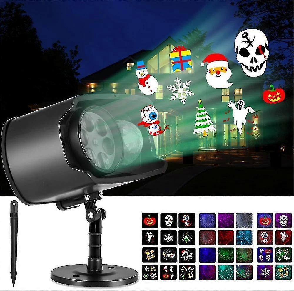 2 In 1 Christmas Projection Lamp Decoration With 9 Hd Patterns And 10 Wave-color Spotlights