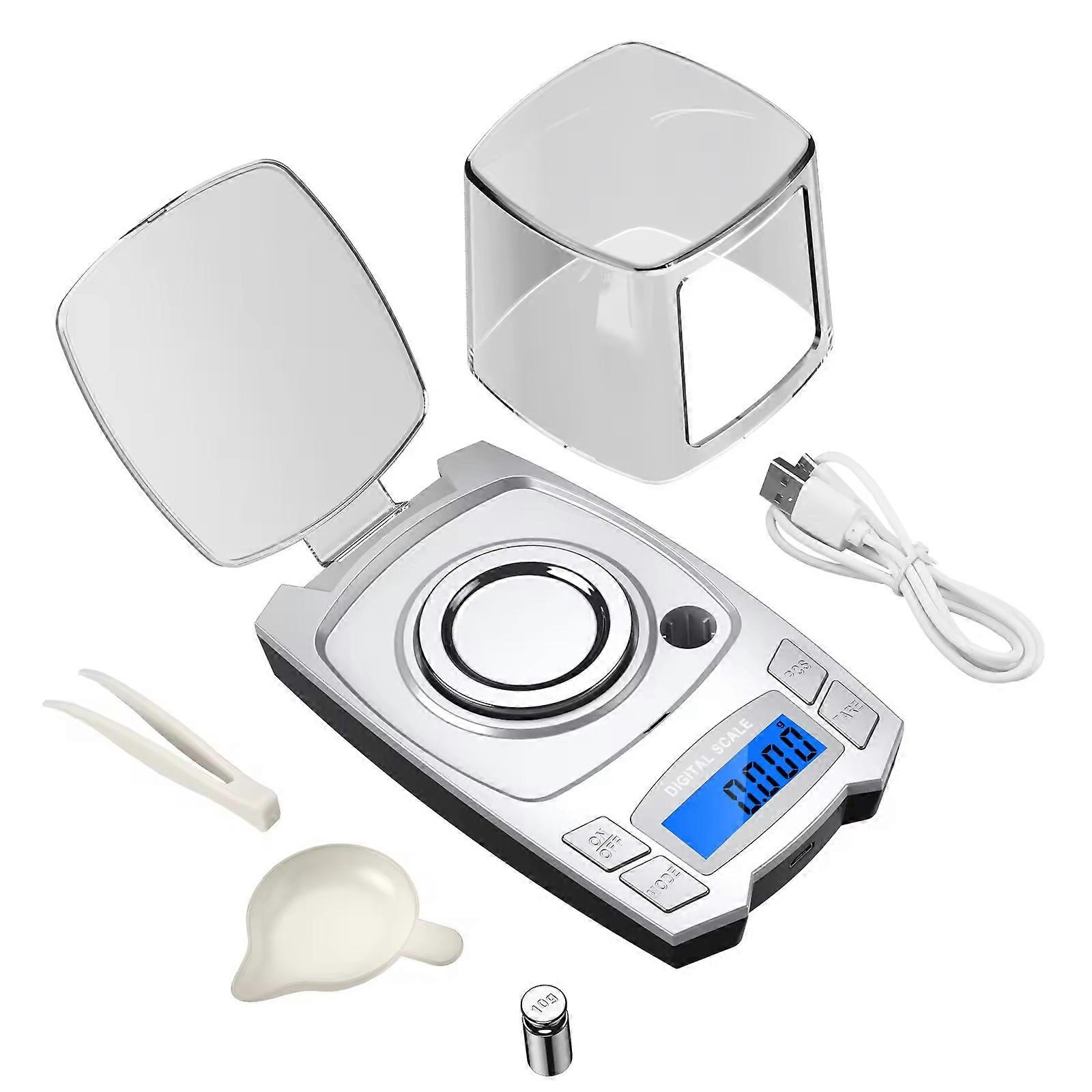 0.001g Precision Electronic Scale 500g/50g USB Charging Digital Jewelry Scale Portable Laboratory Milligram Scale