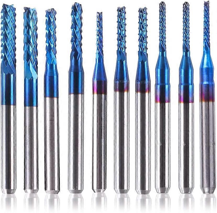 10pcs Carbide End Milling Cutter Engraving Drill Bit PCB CNC,1/8" Shank 1.5-3.175mm Precision Tools