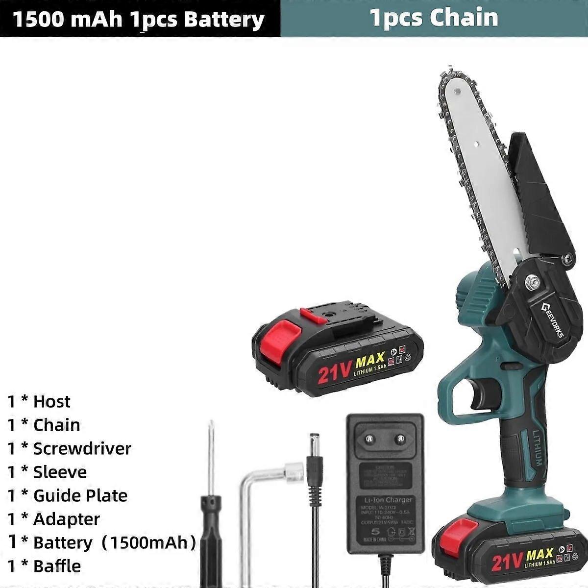 21V Electric Chainsaw 1/2 Battery Portable Pruning Chain Saw Small Wood Spliting One-handed Woodworking Garden Power Tool