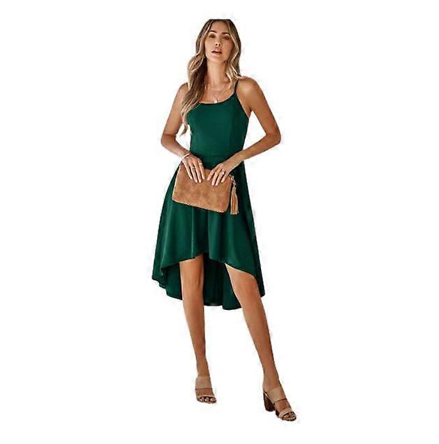 Women's Solid-coloured Halter Casual Ruffle Dress