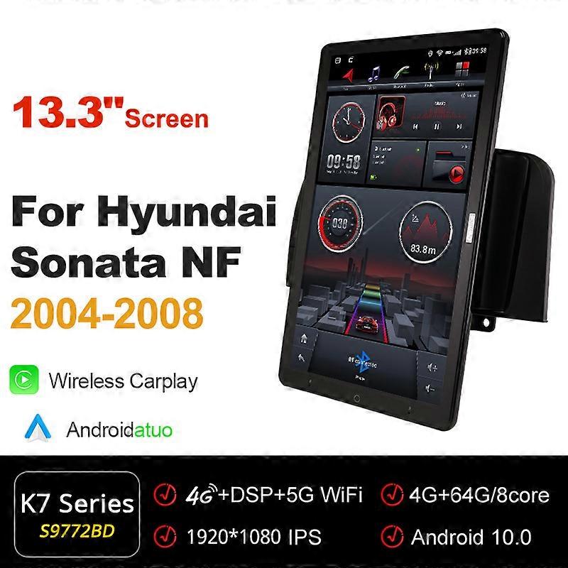 Tesla Style 1920 * 1080 IPS DSP Android 10.0 dla Hyundai Sonata NF 2004-2008 Radio samochodowe Video Audio13,3 '' Obrotowy 360 6G 128G