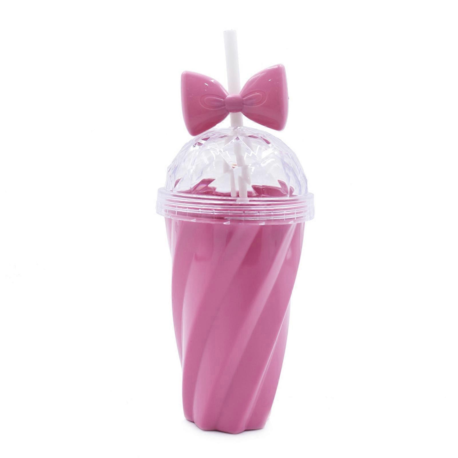 380 ml-es aranyos Bowknot dekor szalmacsésze gyönyörű, élénk színű PS vizes csésze lányoknak
