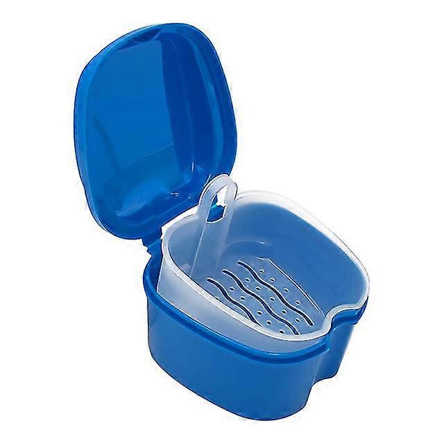 Denture Box Orthodontic Retainer Box Denture Storage Box (1pcs-blue)