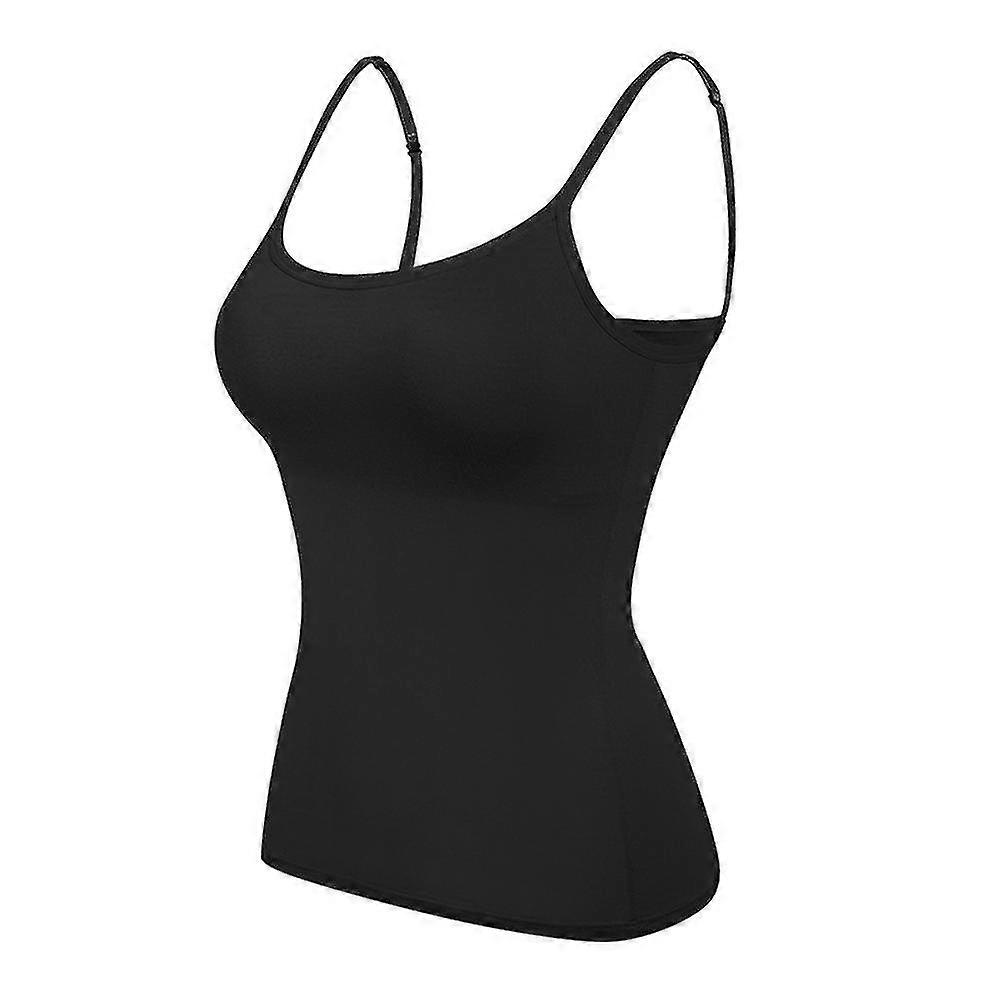 Women Stretch Cami With Built-in Shelf Bra Wireless Padded Camisole With Adjable Ss