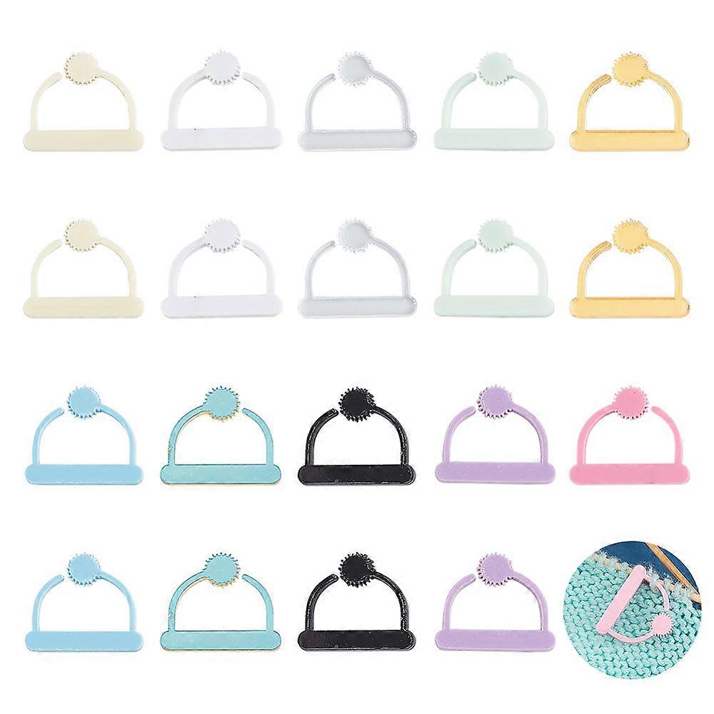Acrylic Locking Stitch Markers Hat Mixed Color 2.5cm 20pcs/set