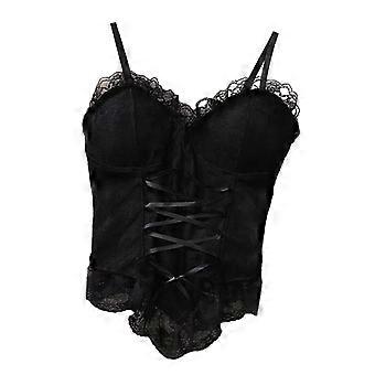 Women Lace Tank Top Gothic Bra Corset Bustier Crop Top for Club Date Cosplay Black