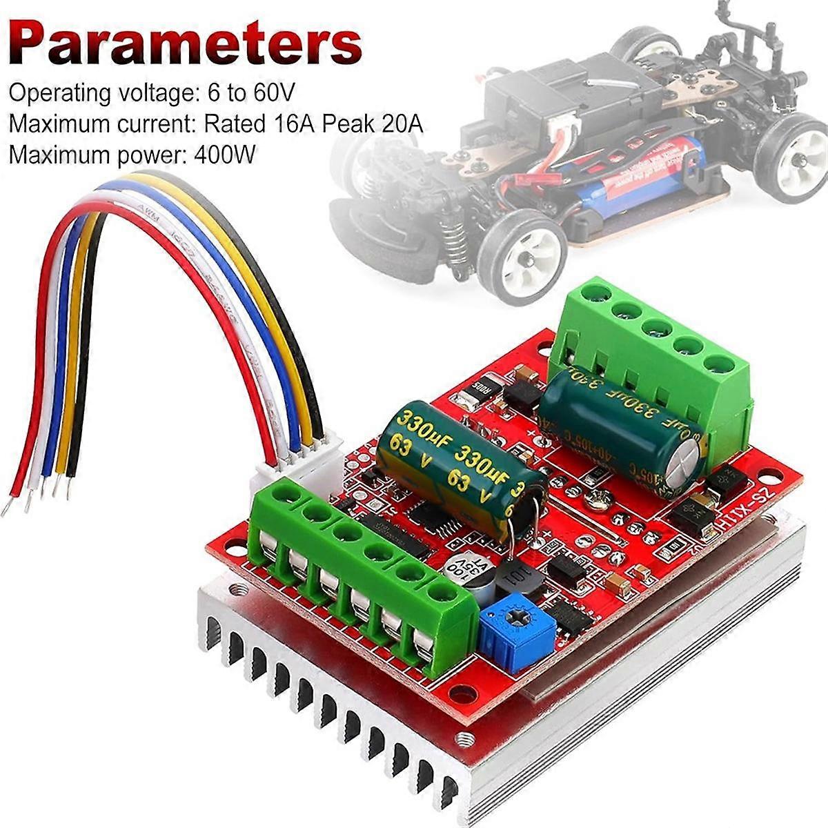 DC 6-60V 400W BLDC Three-Phase Brushless Motor Controller PWM 12V 24V 48V with Forward/Reverse/Stop/Brake Function