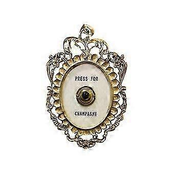 Campainha decorativa, anel decorativo de placa de champanhe, 9 polegadas de altura x 5,5 polegadas de largura, resina de tinta dourada e branca