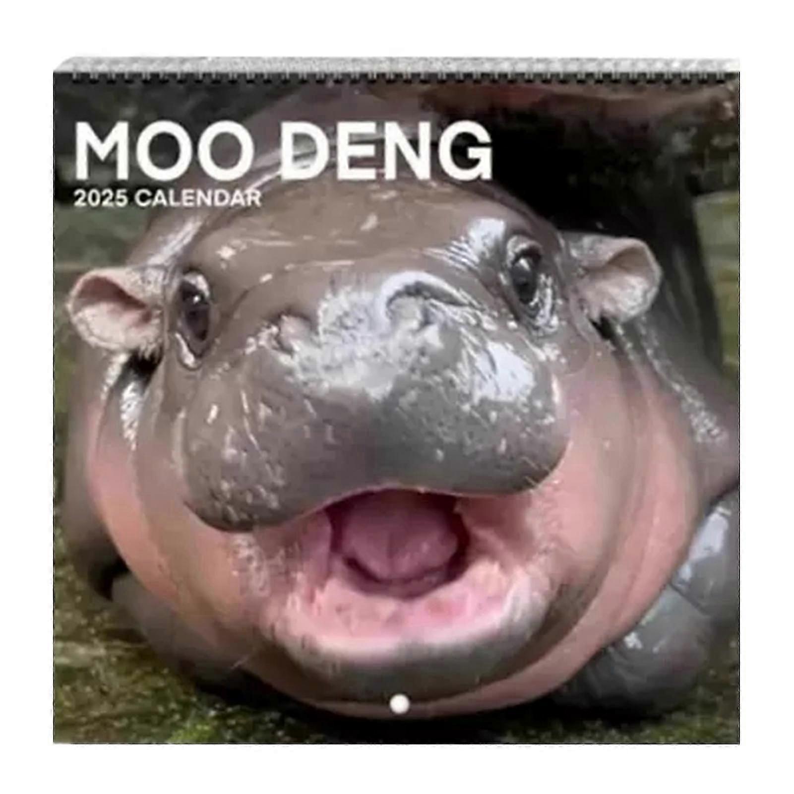 Moo Deng-Hippo 2025 Calendar Thick Paper 12 Months Wall Calendar Small Notepad Calendar Present for Home