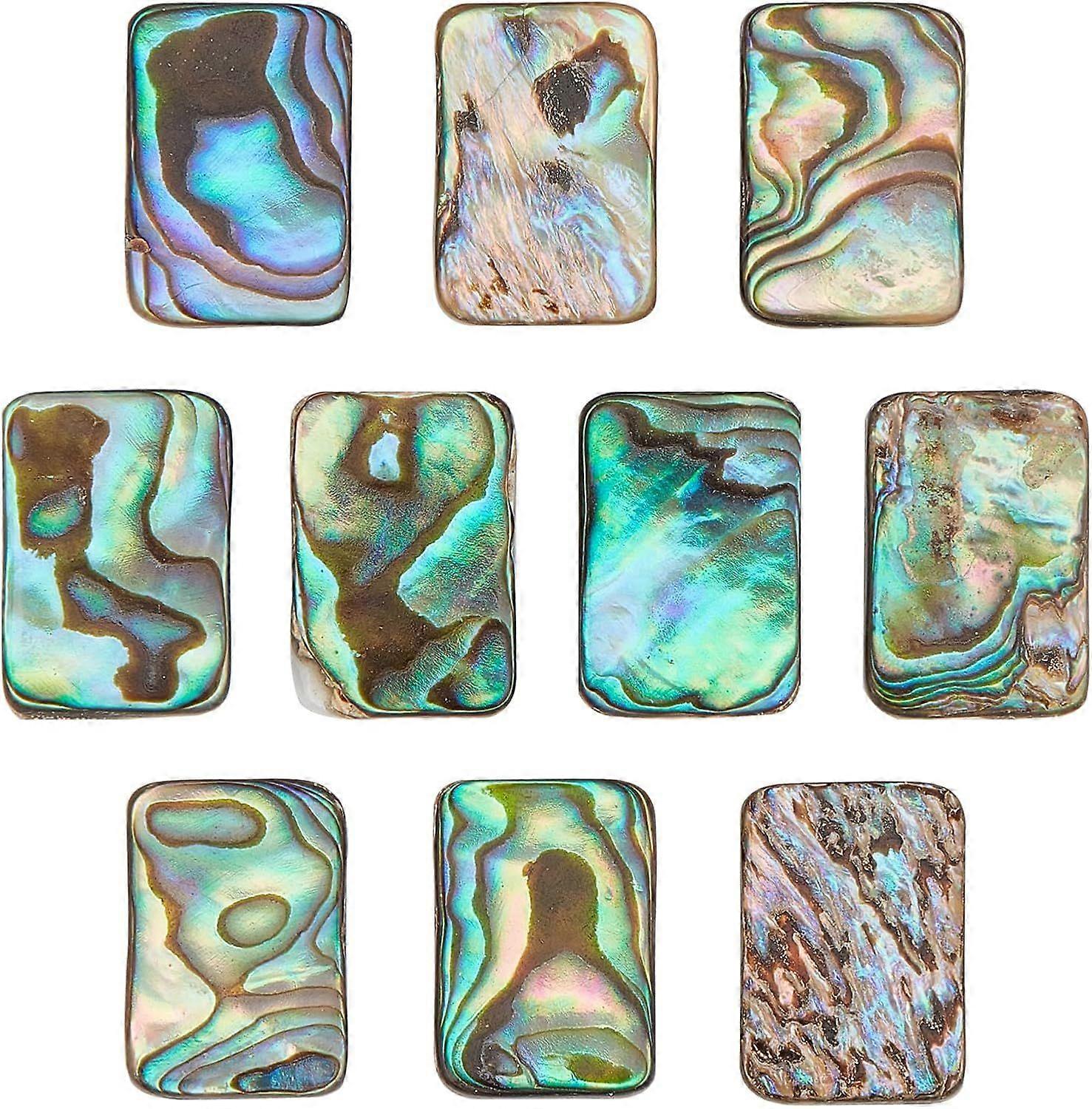 10Pcs Colorful Square Natural Abalone Shell Paua Shell Cabochons Natural Shell cabochons for Jewelry Making 15x10x3mm