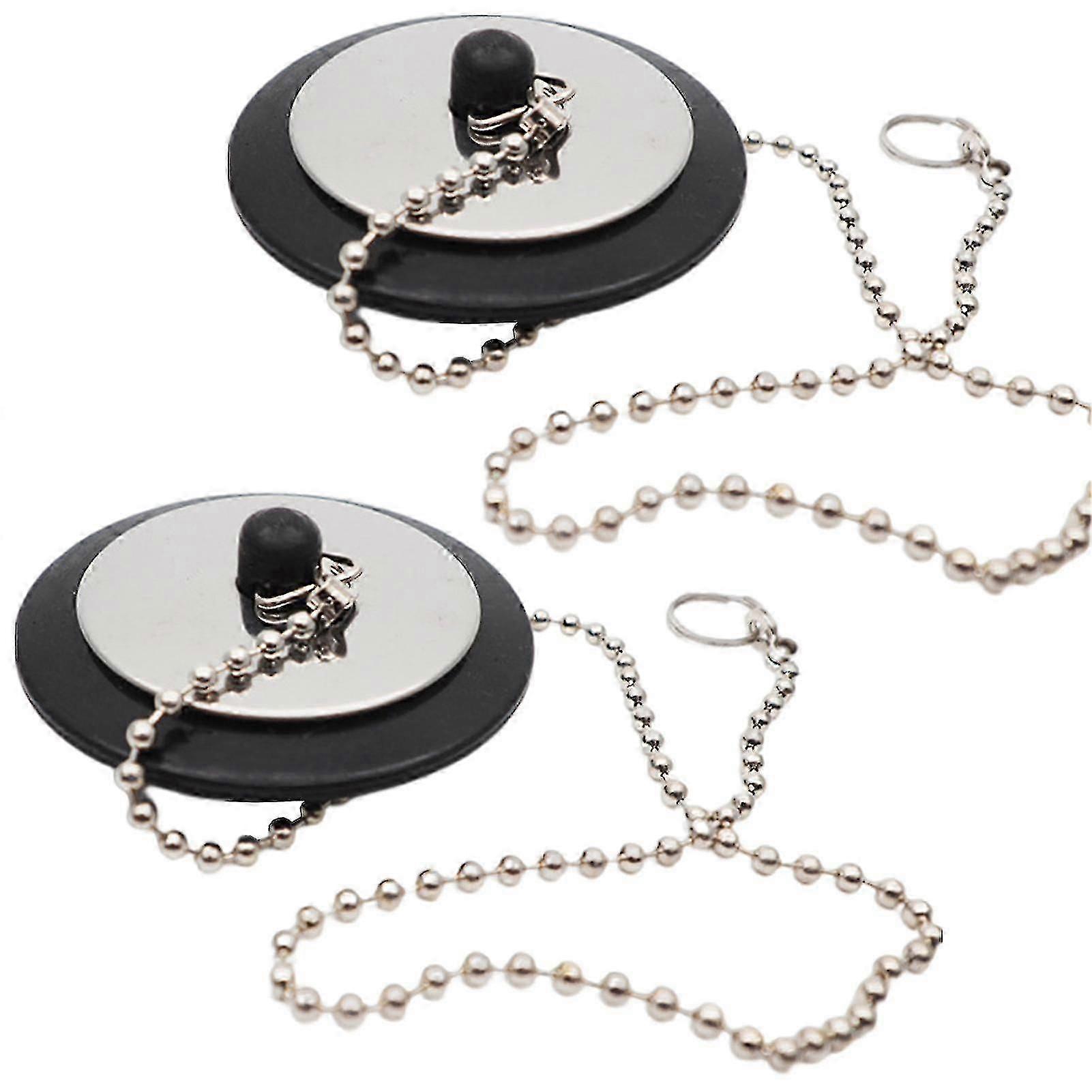 2pcs Practical Tub Stopper With Chain Replacement Home For Bathroom Kitchen Sink