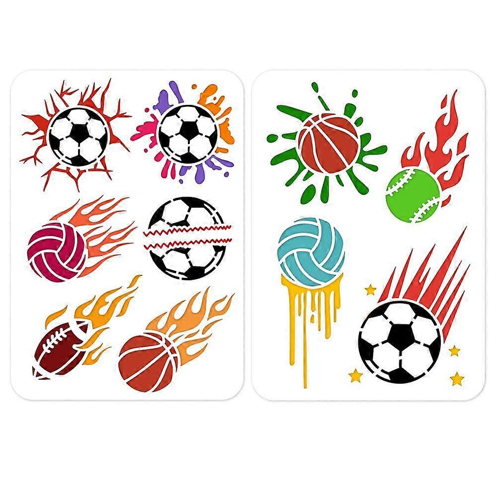 1Set 2Pcs 2 Styles PET Hollow Out Drawing Painting Stencils for DIY Scrapbook Photo Album Butterfly & Dragonfly & Bee Pattern Ball 297x210mm 1pc/style
