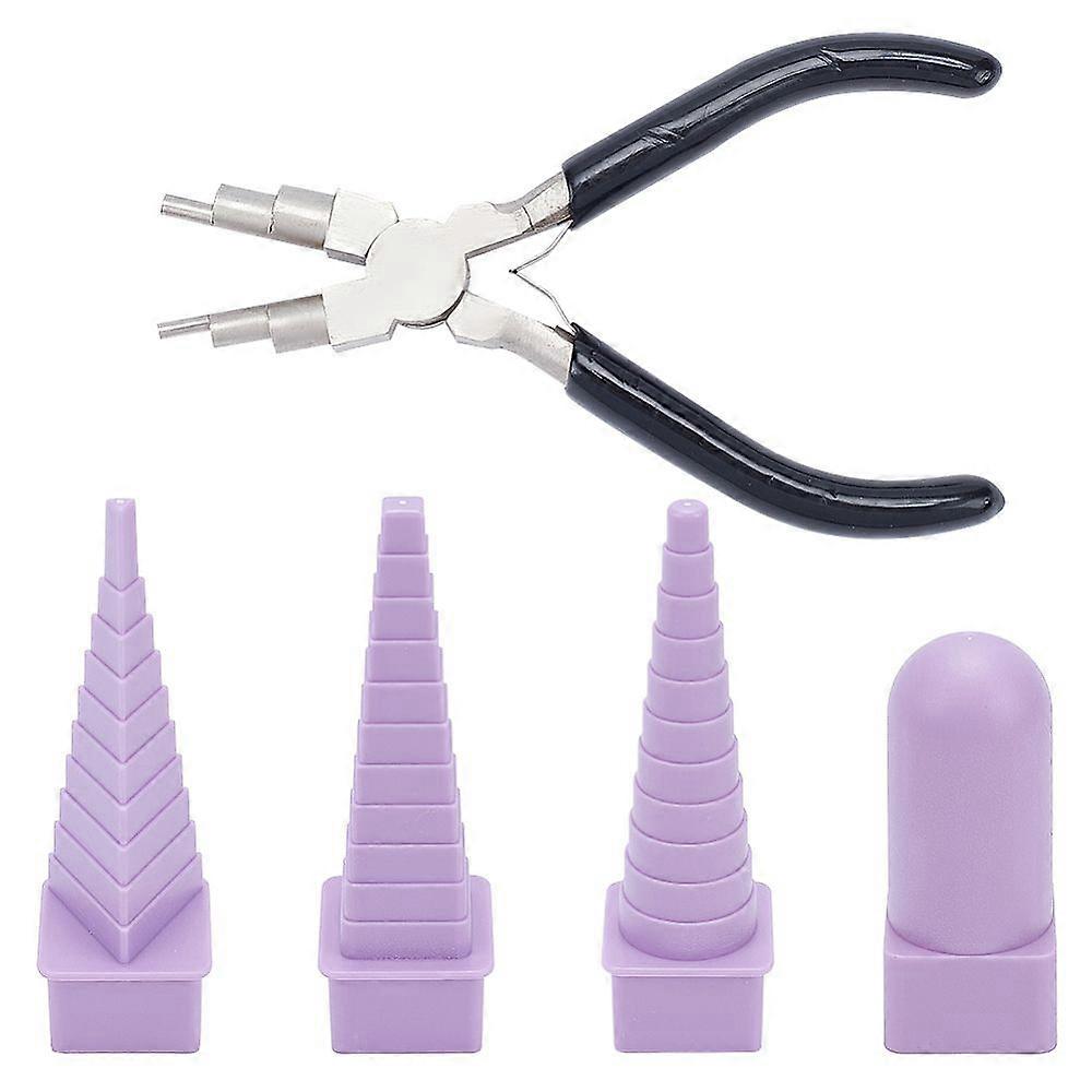 1pc Bail Making Pliers 6-in-1 Nose Pliers 5.9 Jewelry Pliers with 1 Set Jewelry Forming Mandrel Round Triangle Square Wrapping Tools for Jump Rings Lo