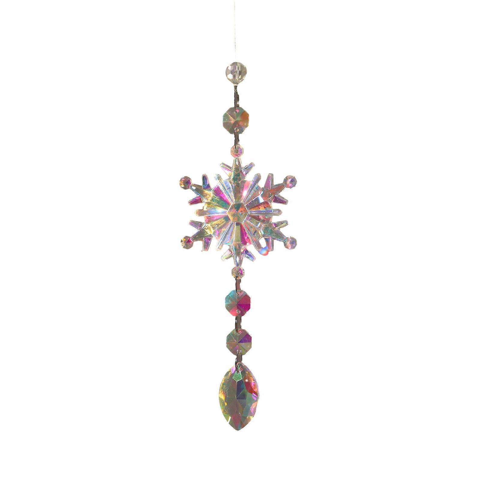 Snowflake Crystal Suncatchers with Sparkling Diamond Feng Shui Colorful Prisms Enchanting Crystal Photo Props