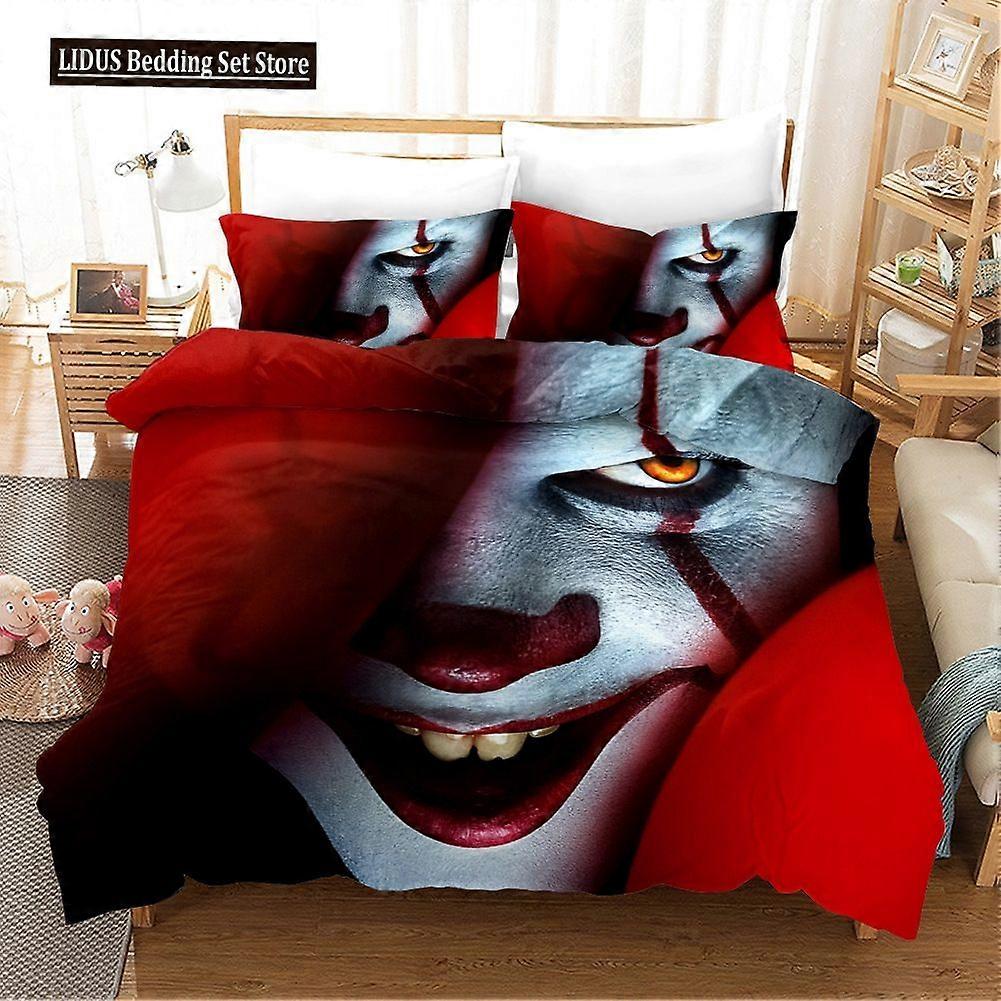 v991 Lakan IT Sängkläder Set Clown Påslakan Set Täcke Sängkläder Twin Queen King Enkelstorlek Dropshipping Skräck Moive 3-delat sängkläder set (