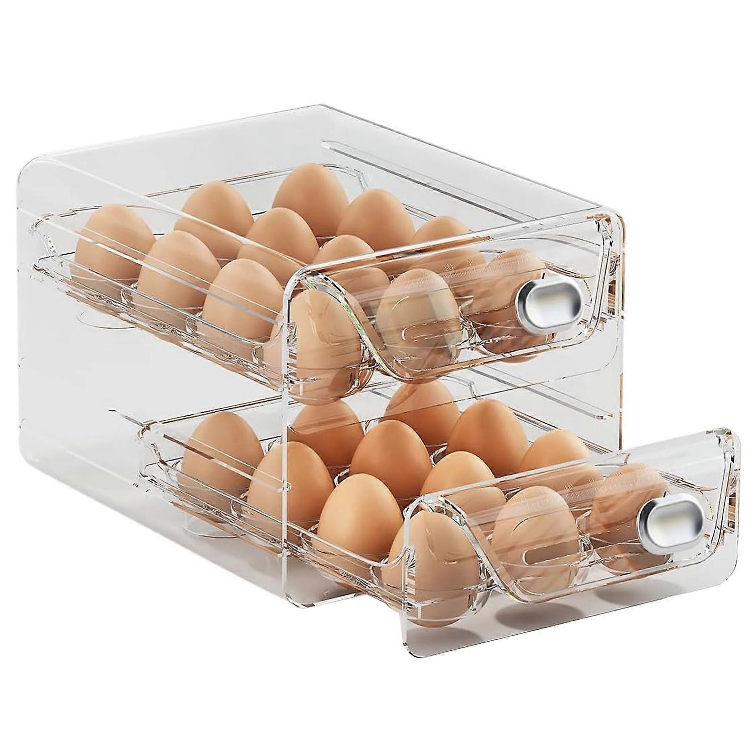 Egg Storage Container with Timer Scale Double Layer Large Capacity Space-saving Refrigerator Egg