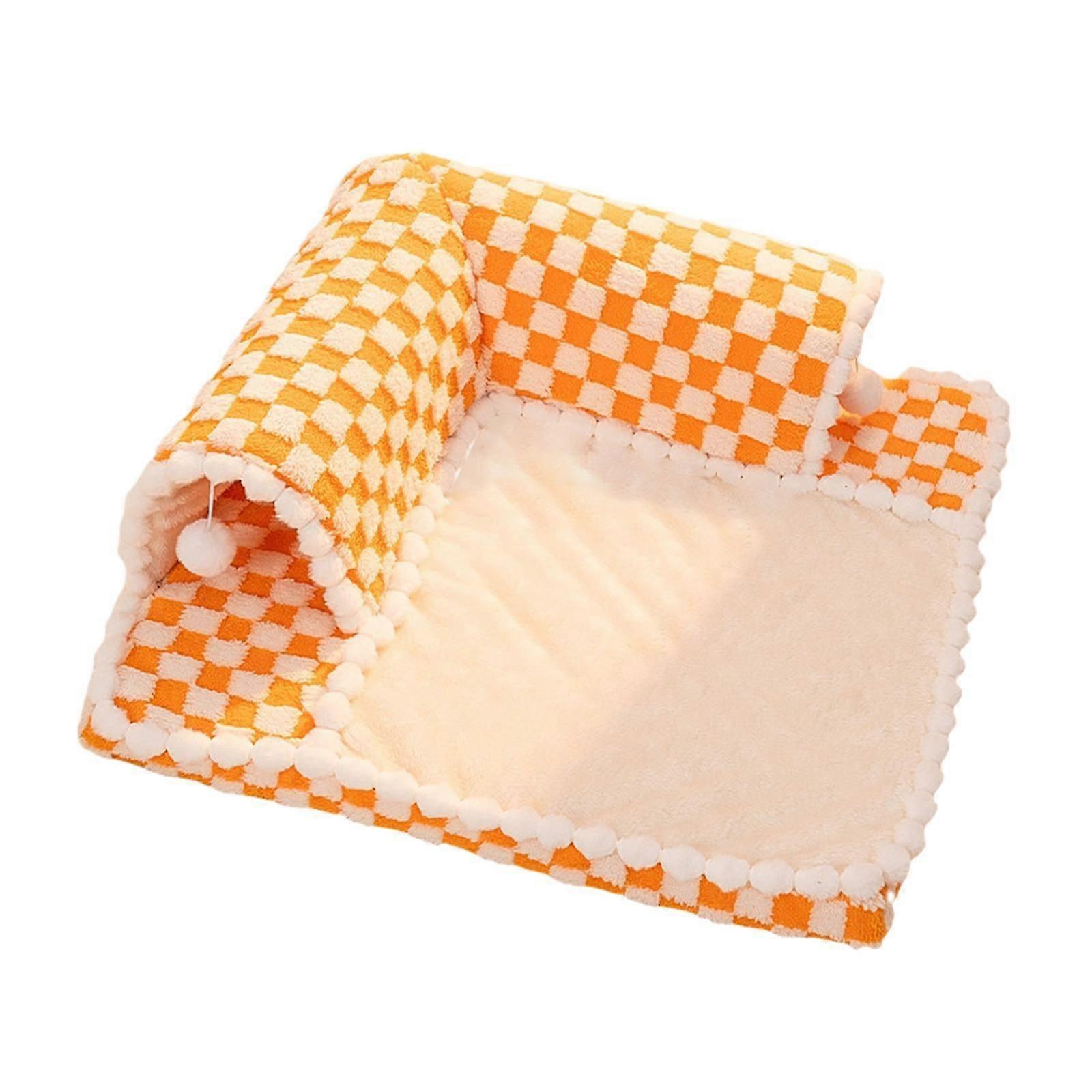 2 in 1 Cat Bed Play Tunnel with Ball Play Center for Small Medium Cats Bunny Orange S