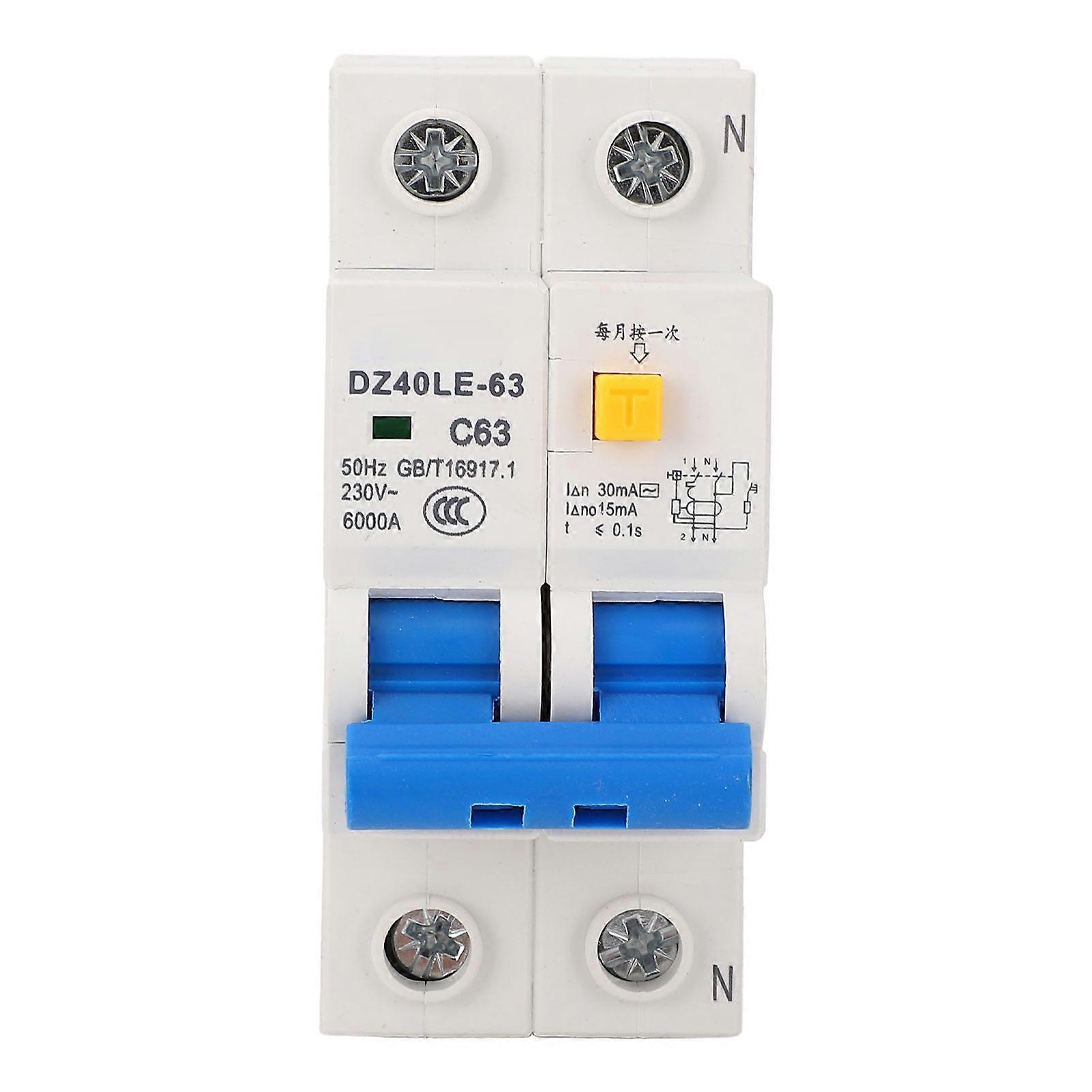 Leakage Protection Circuit Breaker DZ40LE‑63 with Dual Handle Electric Rail Mount Circuit Breaker