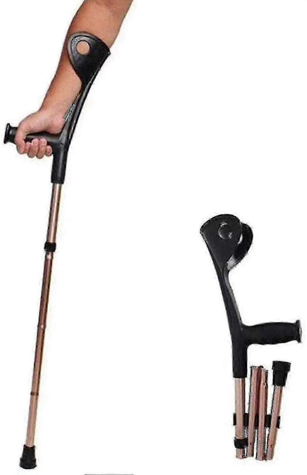 Folding Elbow Arm Adult Crutches, Height Adjustable Arm Cuff Momentum, Portable -QH