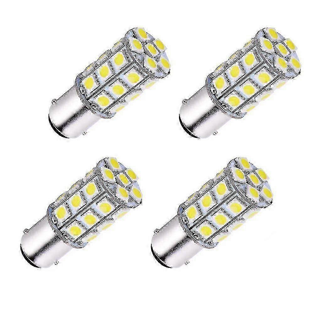 4-pack Ba15d 5050 27-smd Led Super White Car Marine Boat Rv Camper Light