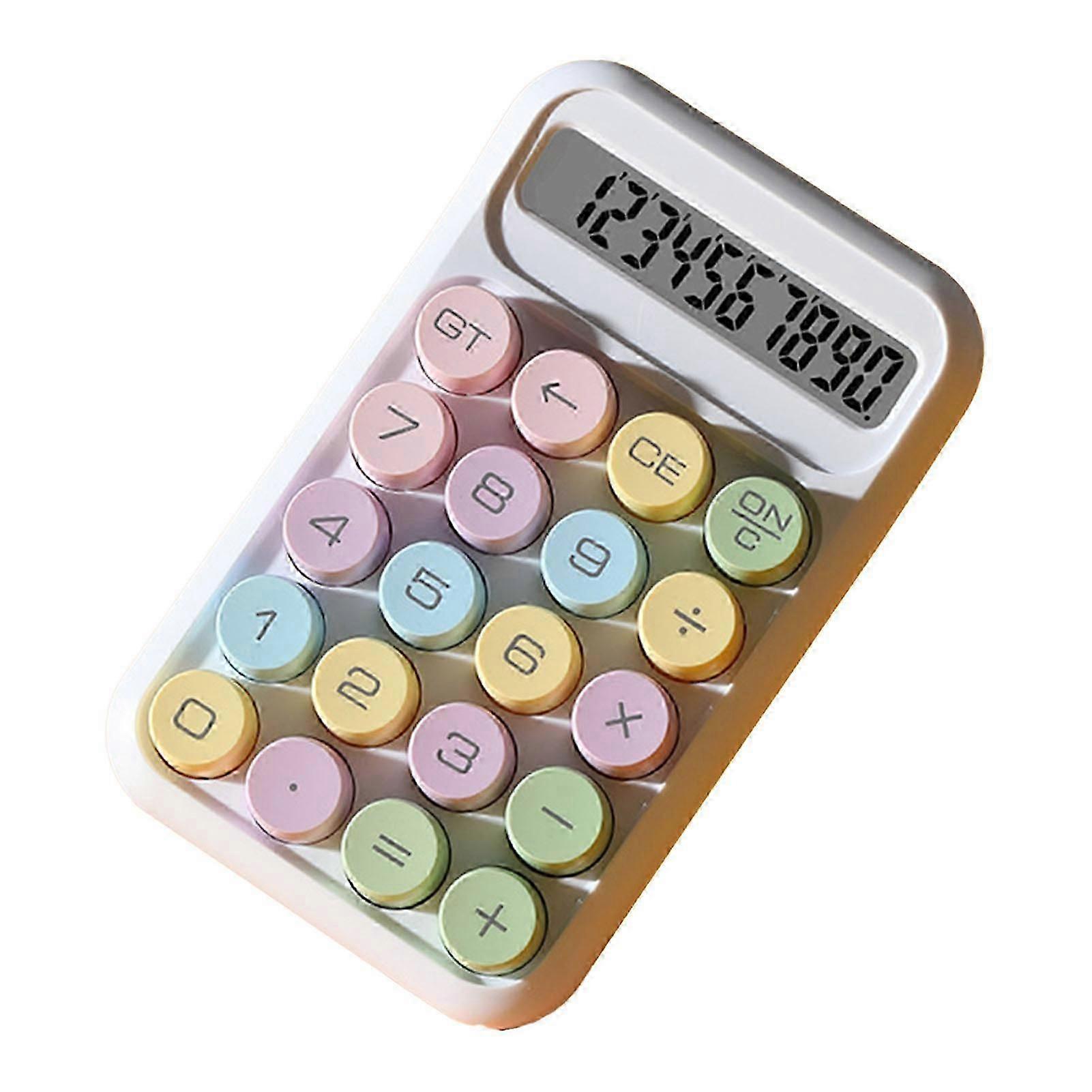 Scientific Calculator 10 Digit LCD Display Portable Mechanical Button Calculator for Exams Accounting Tasks White