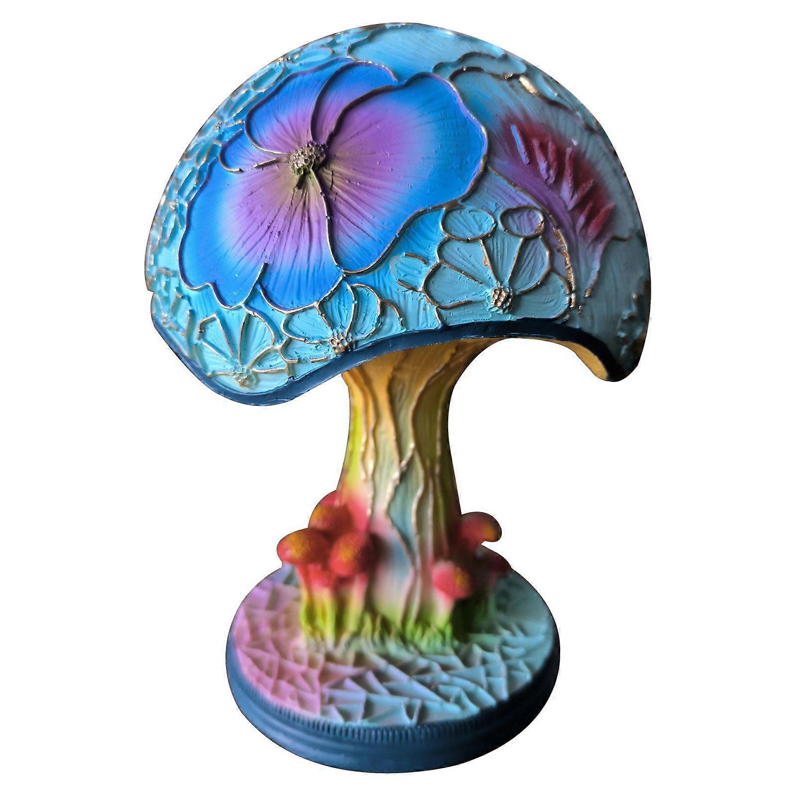 2025 Bohemian Style Resin Mushroom Table Lamp with Stained Glass Design, Unique Night Light Decor for Home & Office, Retro Decorative Bedside Lamp
