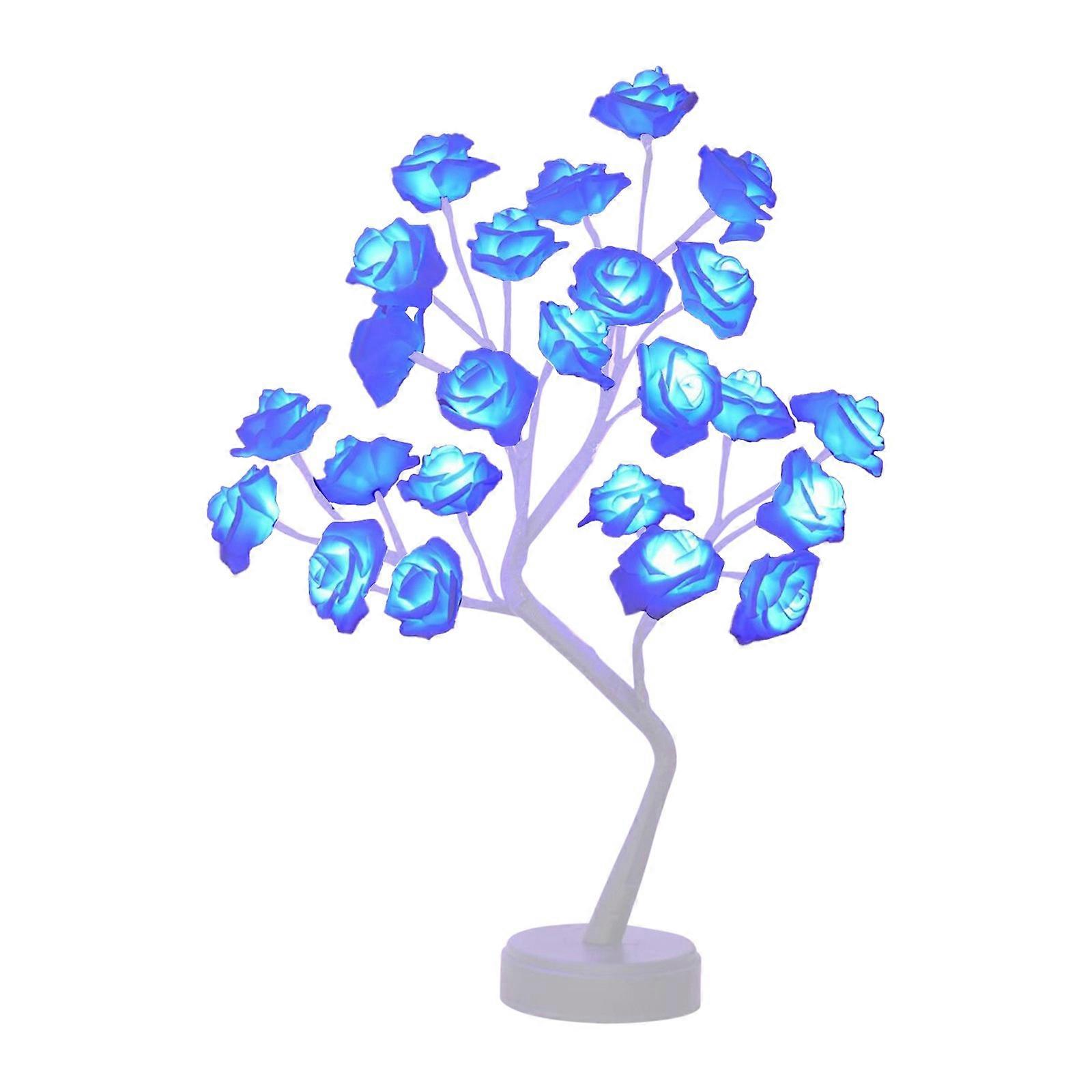 Rose Flower Table Tree Light 24 LEDs Desk Top Bonsai Lighted Tree Battery Operated USB Plug Powered