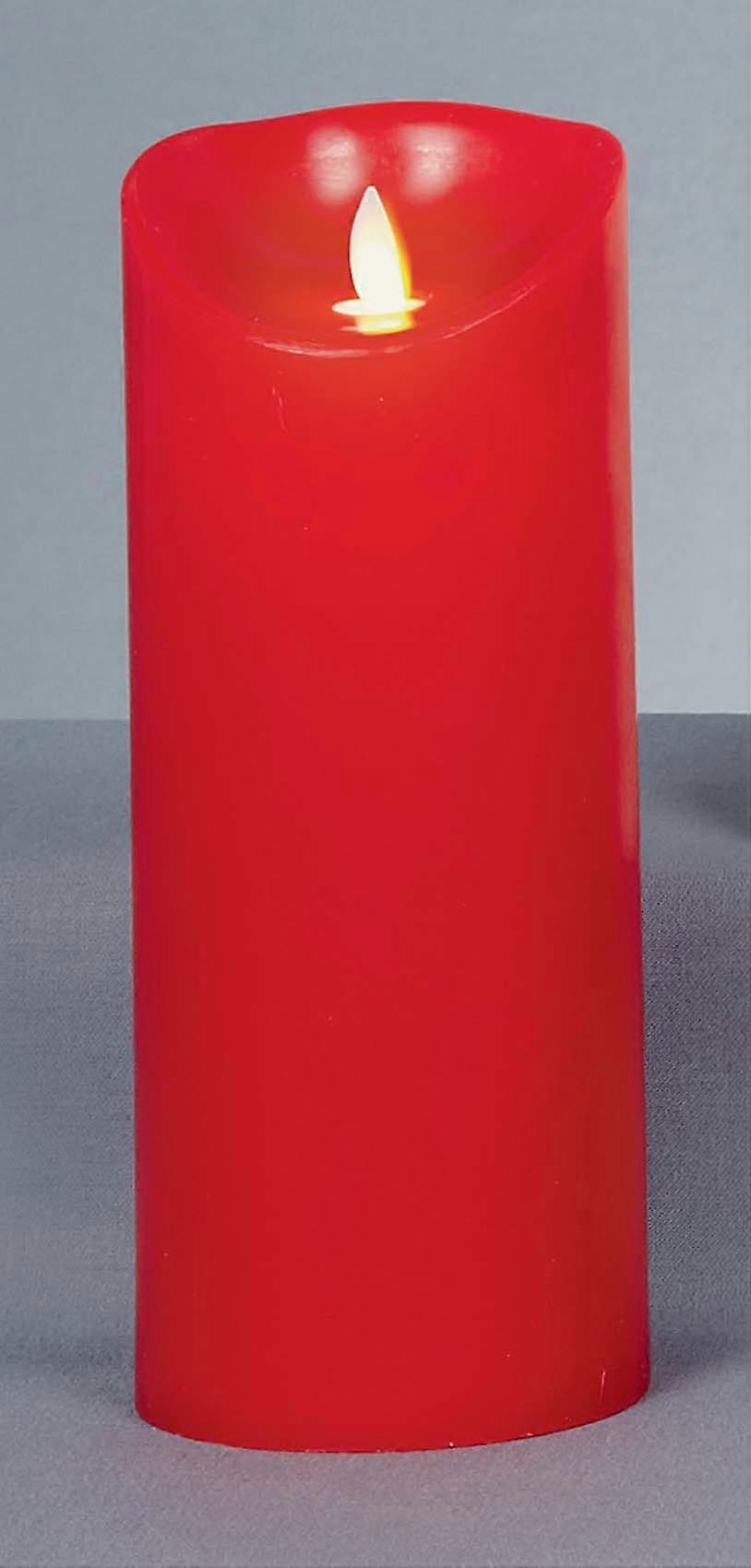 23Cm Battery Operated Dancing Flame Candle With Timer In Red