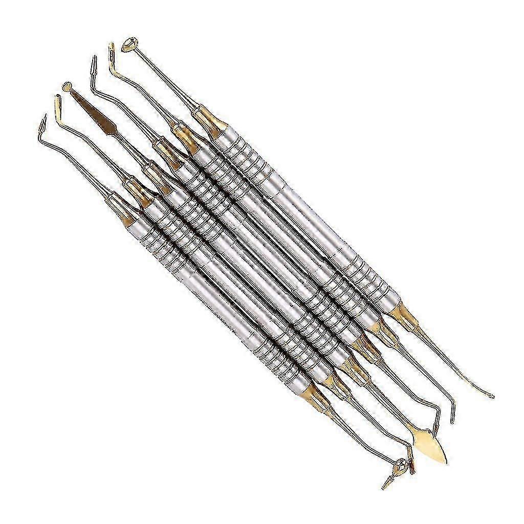 Pack of 6 Dental Instruments Composite Resin Filled Spatula Titanium Plated Head Filling Thick Handle Restoration