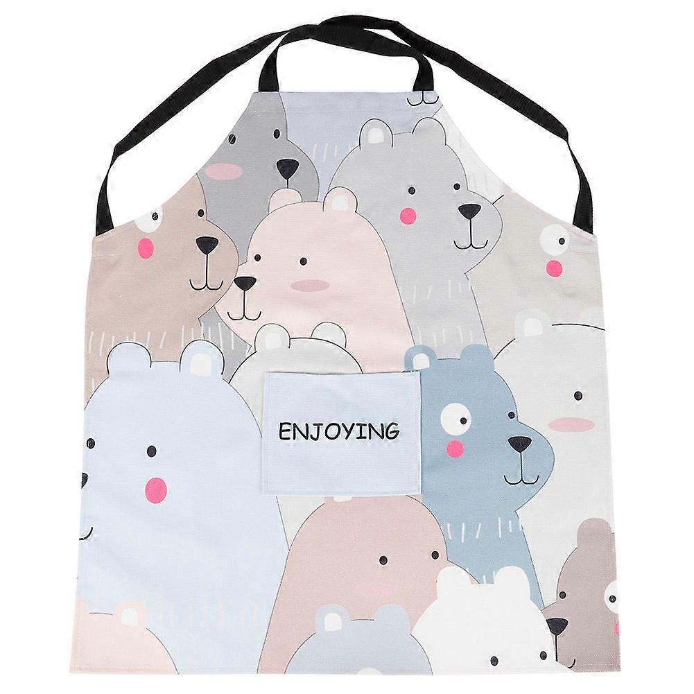 Adjustable Tie Apron Kitchen Apron Cotton Linen Front Pocket Cooking Apron