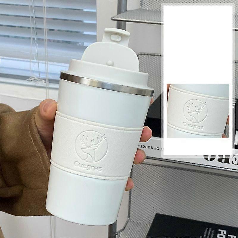 Coffee Travel Mug 12oz,Insulated Coffee Mug with Lid,Leakproof Coffee Thermos-Light Beige