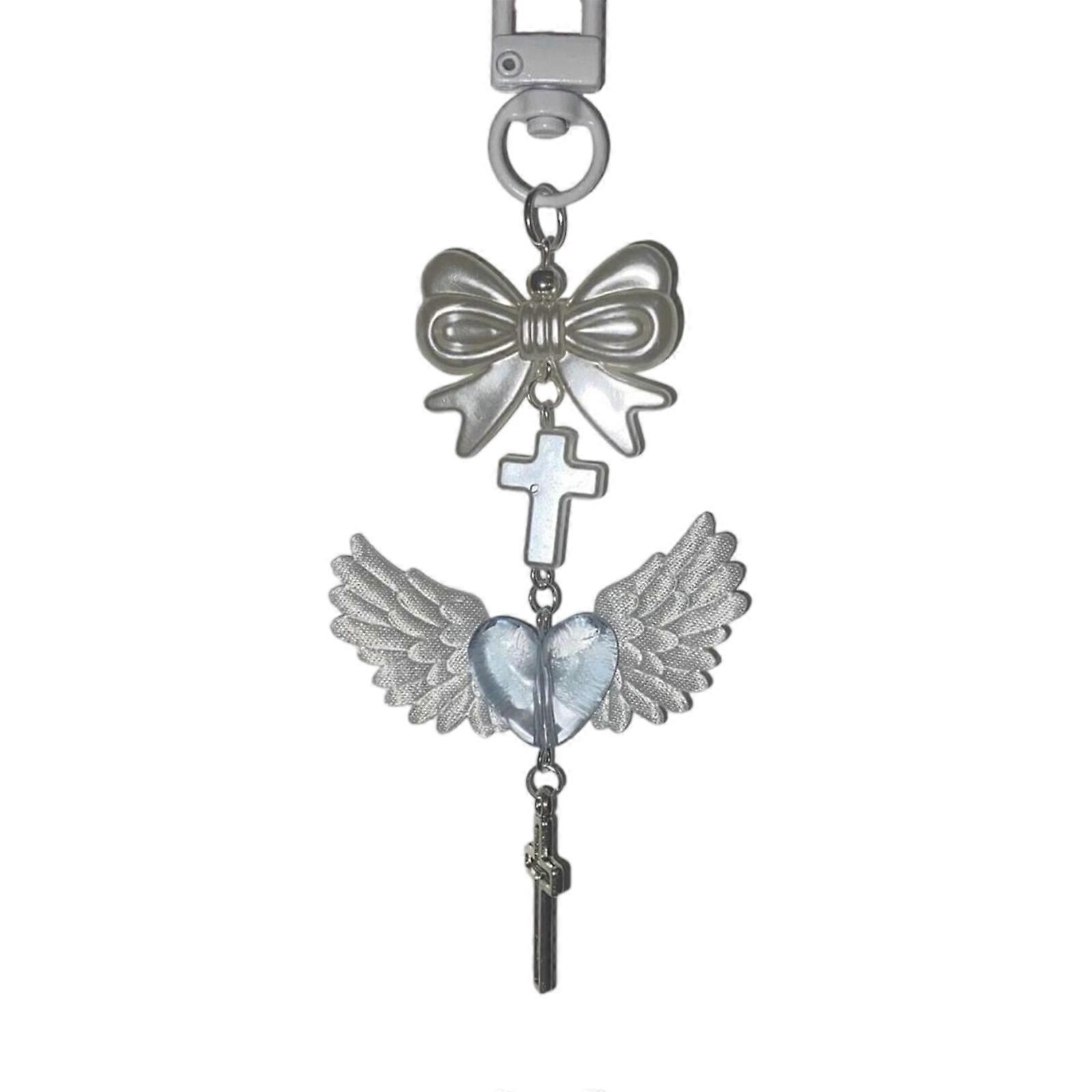 Delicate Beaded Keychain Colorful Acrylic Alloy Phone Charm Stylish Key Ornament Eye Catching Keyring Bag Accessory