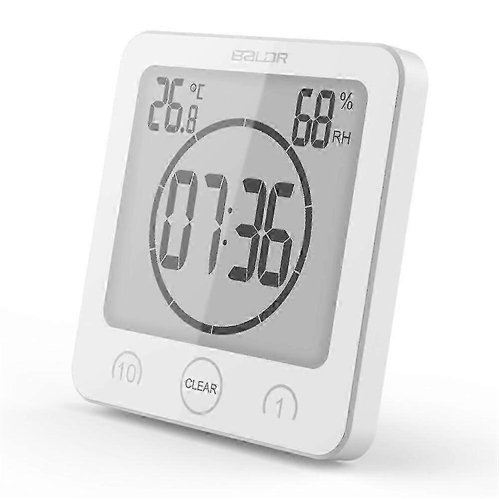 Waterproof Digital Bathroom Clock with Alarm Timer, Thermometer & Hygrometer for Shower Cooking Makeup