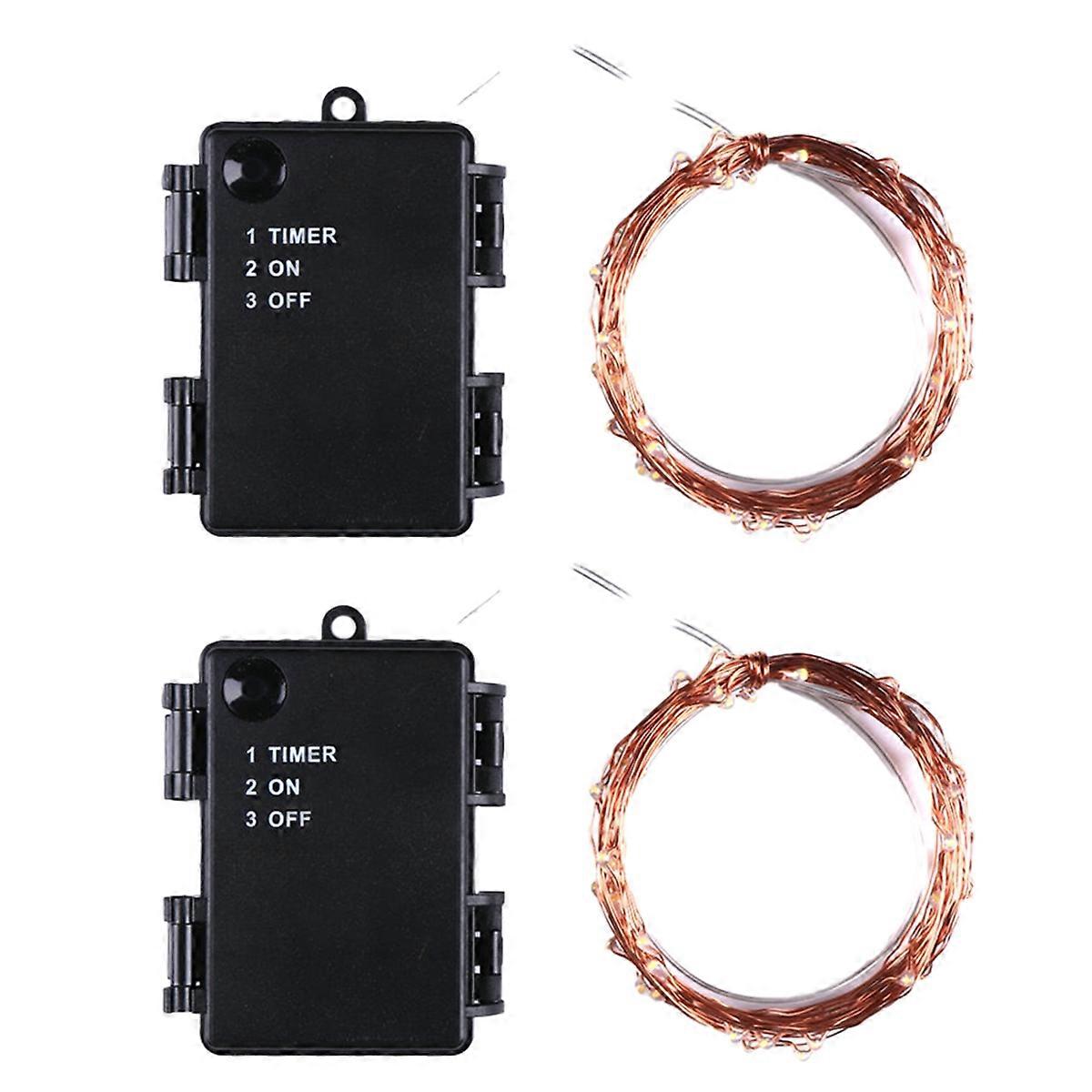 2PCS 10m 100-Lights (Four Colors) LED Light Strip 4.5V 3 X AA Batteries Waterproof Battery Holder Case with on/Off