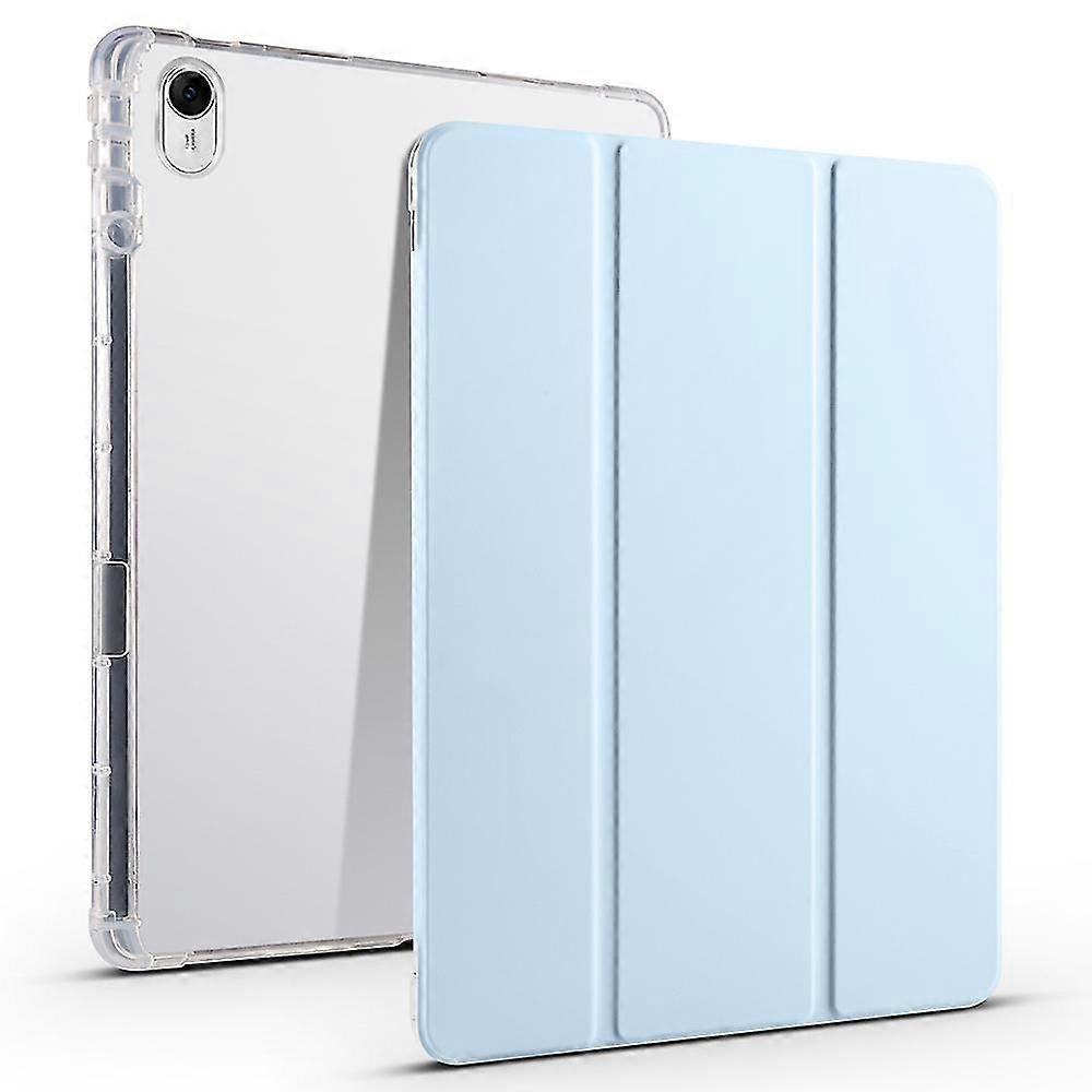kompatibel Huawei MatePad 11.5 Smart Trifold Stativ Fodral PU Läder Transparent TPU Tillbaka Tablettskydd Med Pennhållare