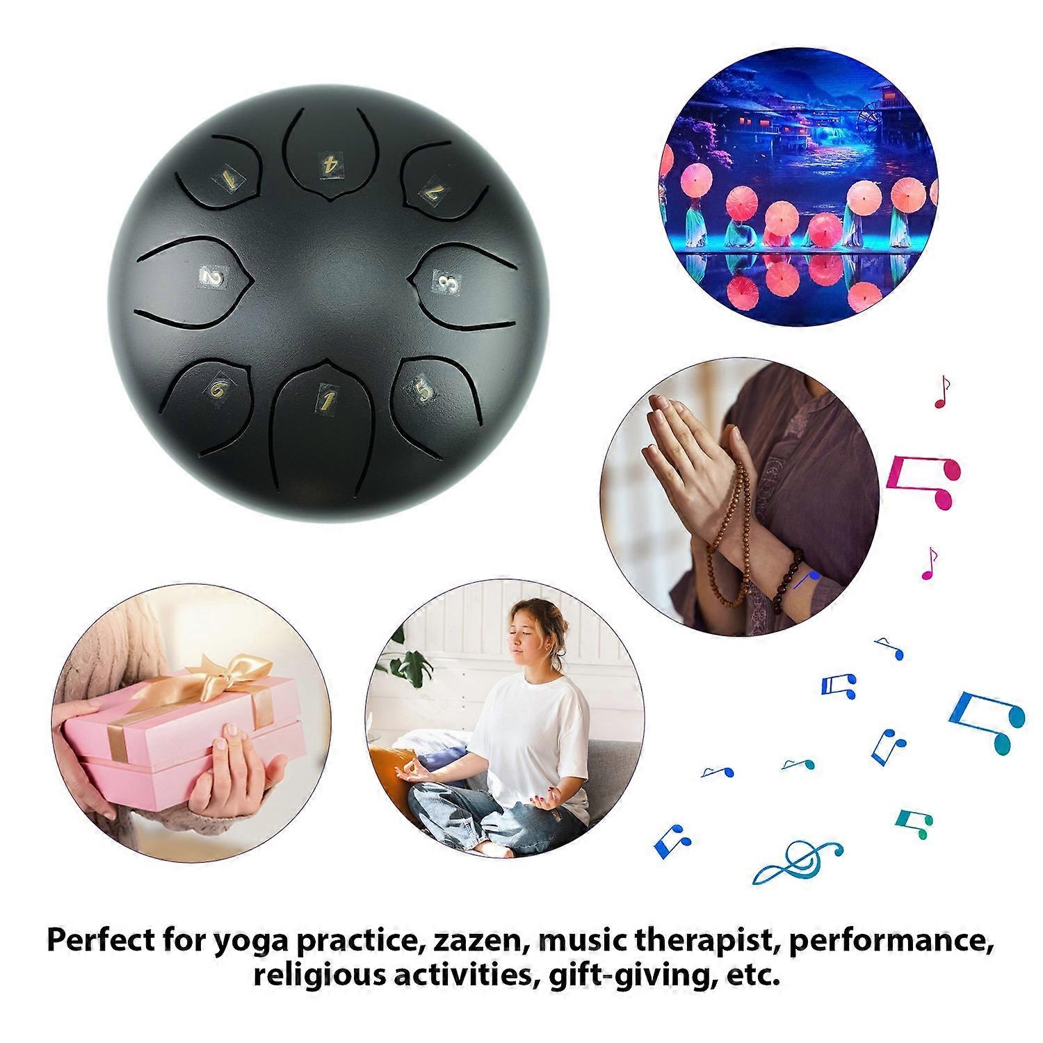 6 Inch Steel Tongue Drum 8 Notes Rain Drum Portable Percussion Instrument with Drum Mallets for Medi
