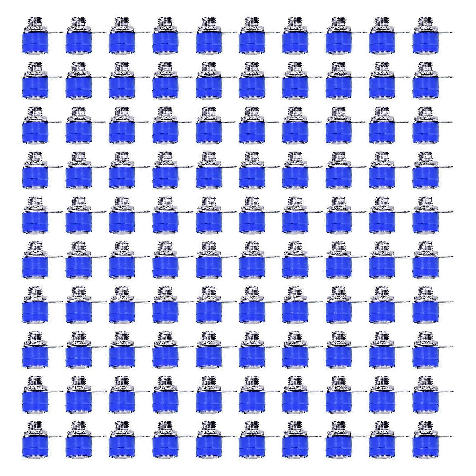 100Pcs 4mm Banana Plug Socket Binding Post Cross Connector Plug Socket Binding Post TerminalsBlue